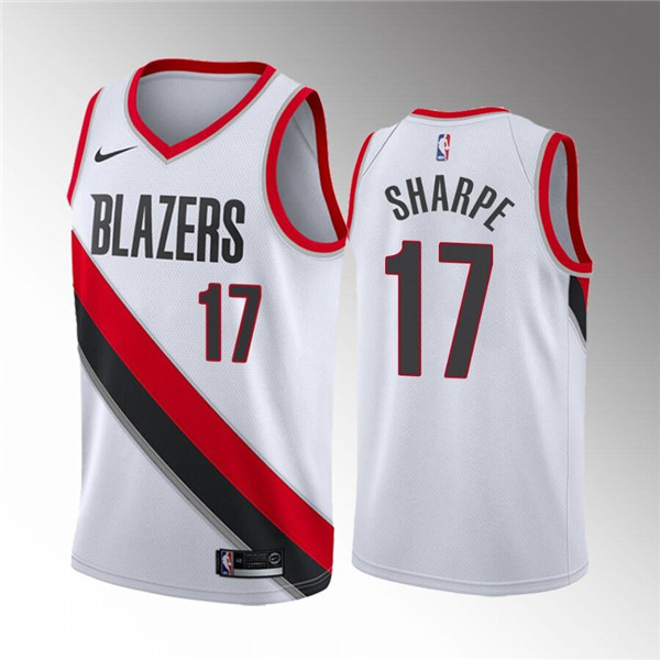 Men's Portland Trail Blazers #17 Shaedon Sharpe White Association Edition Stitched Basketball Jersey
